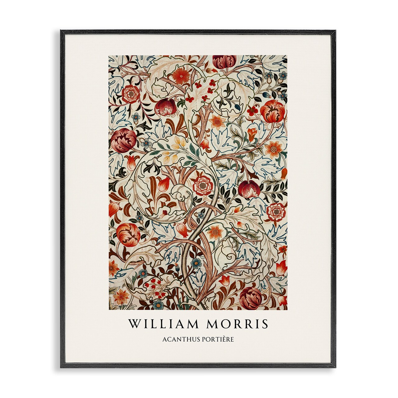 Stupell Industries William Morris Red Dotted Flowers Black Framed Giclee Art, design by Vintage Hustle